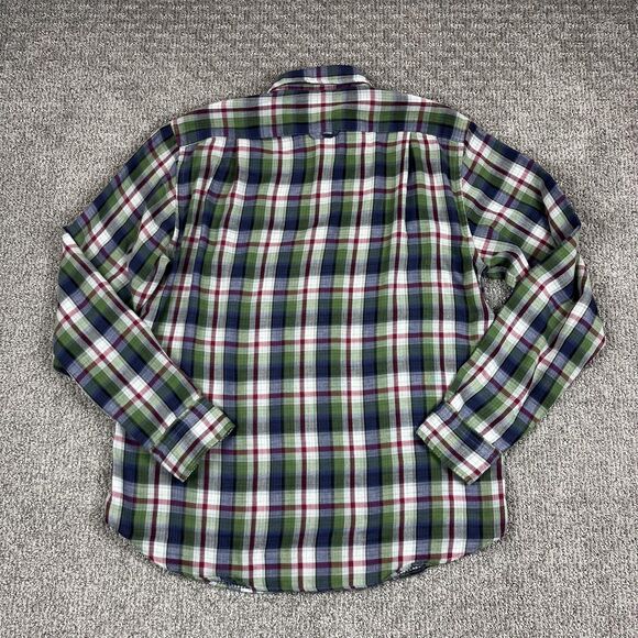 Barneys New York Shirt Mens Medium Green Blue Plaid Button Down Collar Cotton - Picture 2 of 8